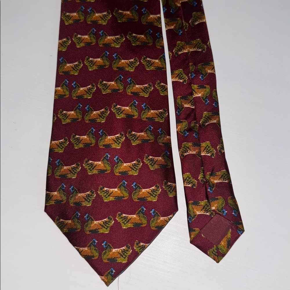 TRE E’Perfetto Vintage Silk Tie Chicken Pattern Made in Italy